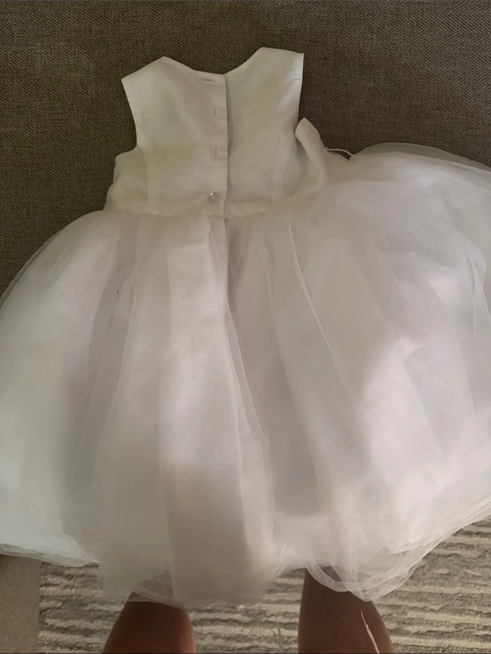 David's Bridal White Tulle Flower Girl Dress